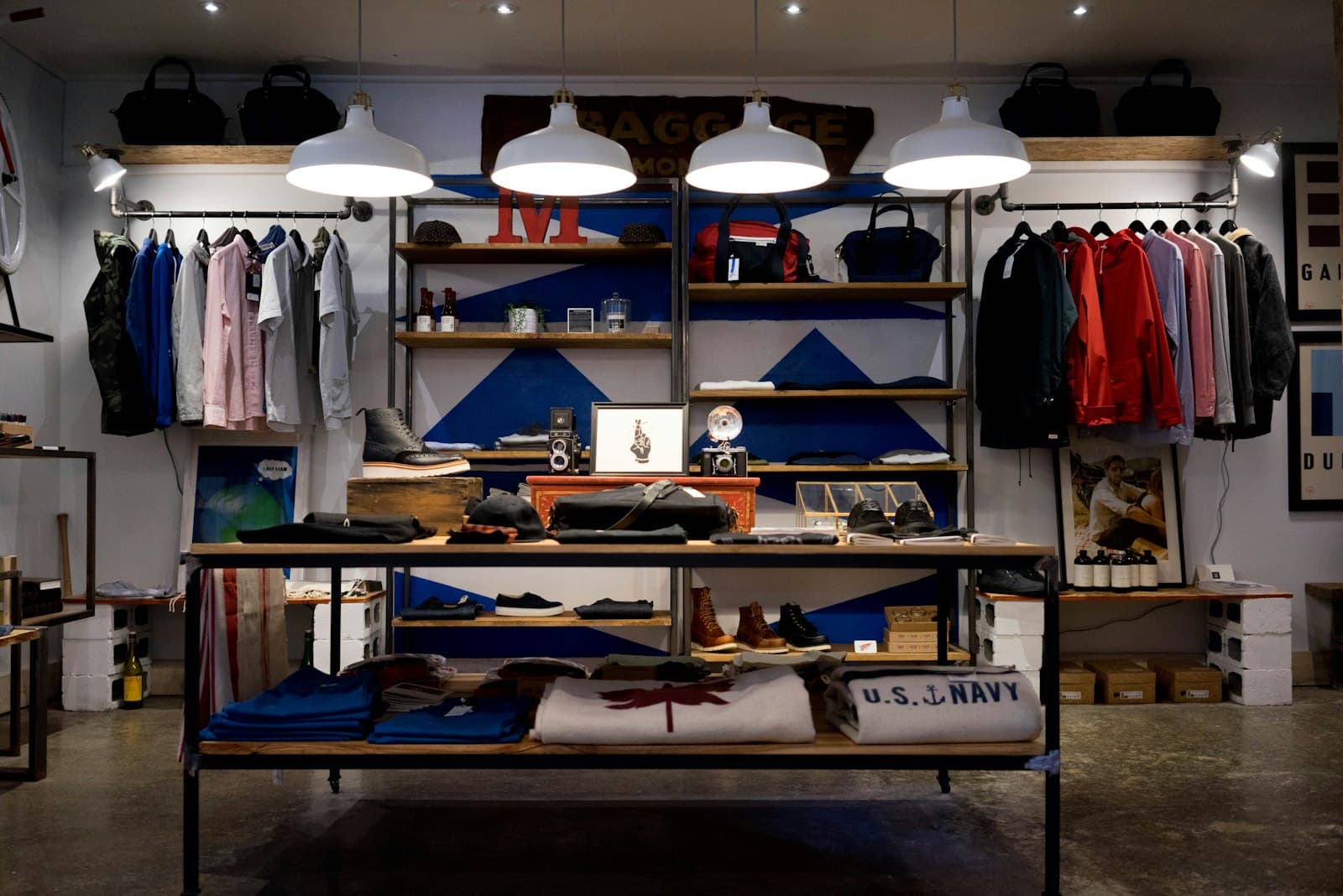 Retail products arranged for browsing