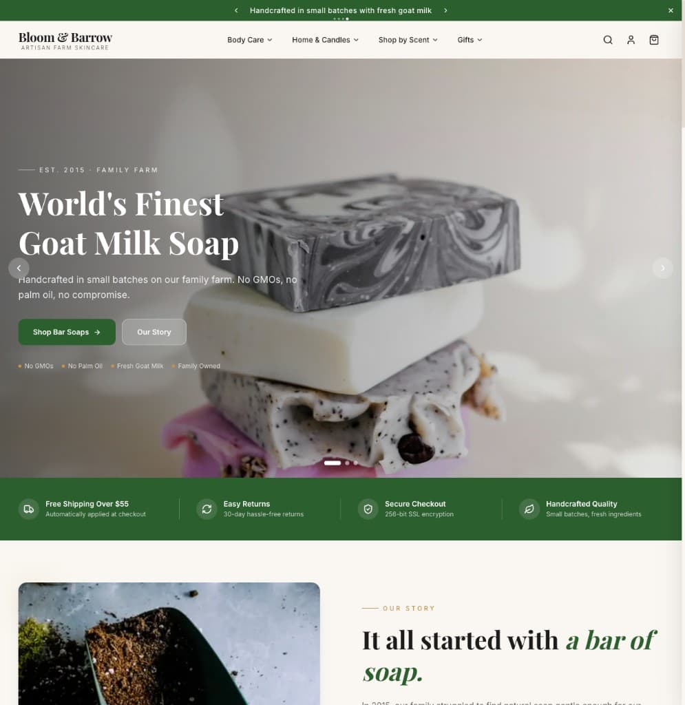 Screenshot of the Bloom & Barrow website homepage